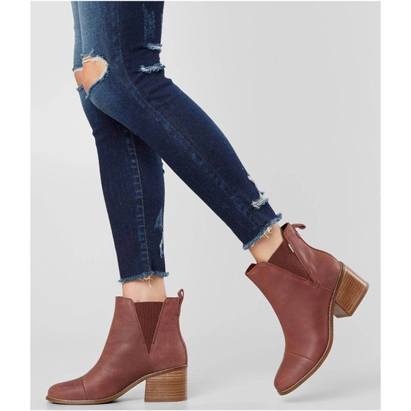 Toms Shoes - NWT TOMS Esme Leather Ankle Boot Burnt Henna Size 9
